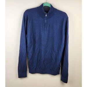 Nordstrom Washable Merino Wool Quarter Zip Lightweight Knit Sweater Navy Blue XL